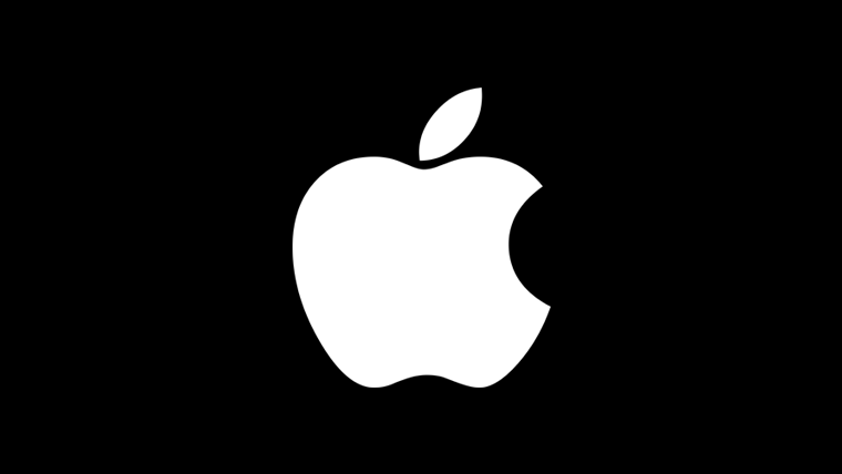 Apple logo in white against a black background