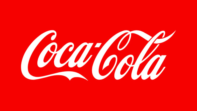 Coca-cola white logo on a red background