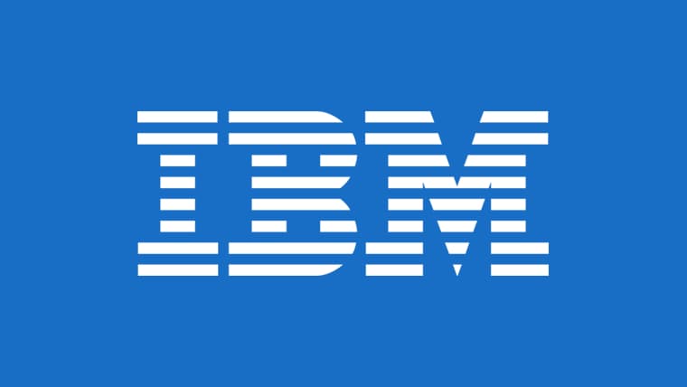 IBM white logo on blue background