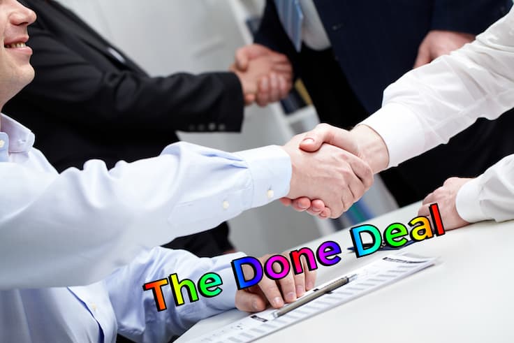 men shaking hands after agreeing on a deal