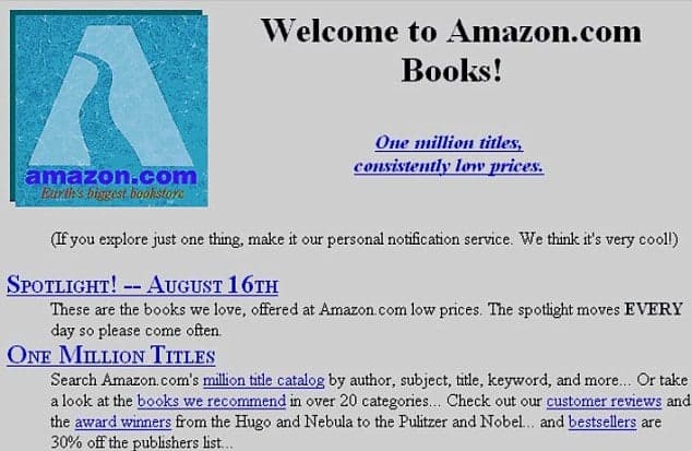 How Amazon looked in the 90s