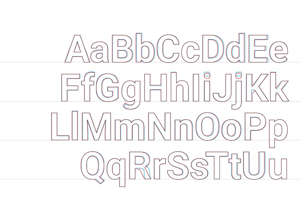 Roboto lowercase and uppercase alphabets 