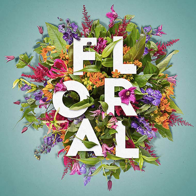 Layered Floral Typography Text Effect in Adobe Photoshop