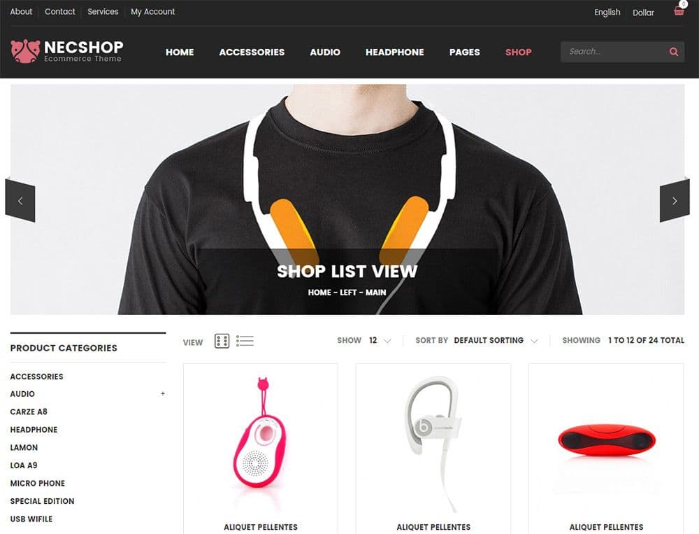Necshop ecommerce website