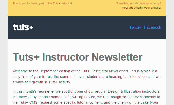 Tuts+ instructor newsletter