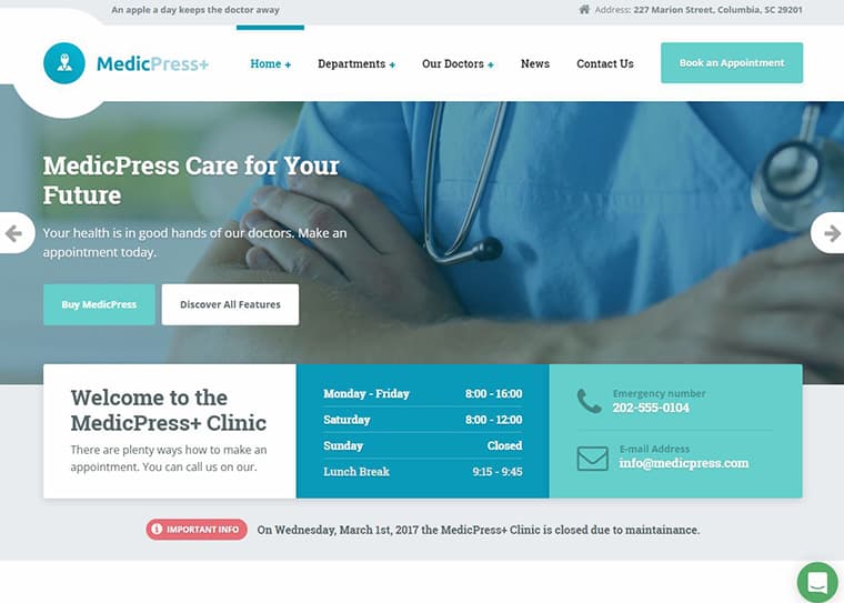 MedicPress - Medical WordPress Theme for Clinics and Private Doctors by ProteusThemes