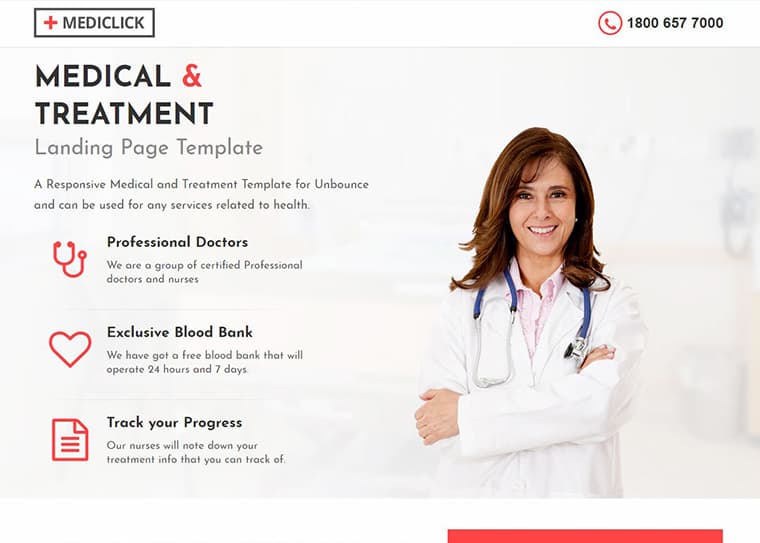 Mediclick - Medical Landing Page WordPress Theme by ThemeModern