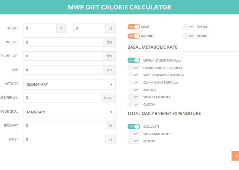 MWP Diet Calories Calculator by zuk22