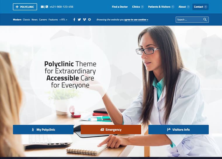 Polyclinic - Accessible Medical WordPress Theme by webmandesign