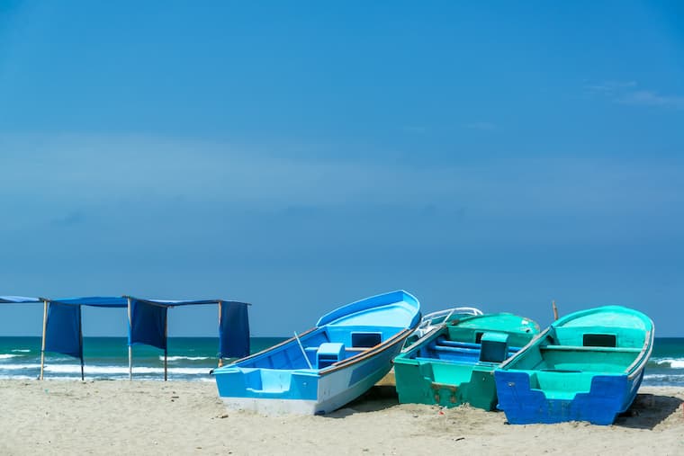 Blue Boats on Canoa Beach
