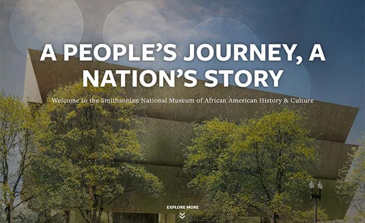 The Smithsonian NMAAHC's website
