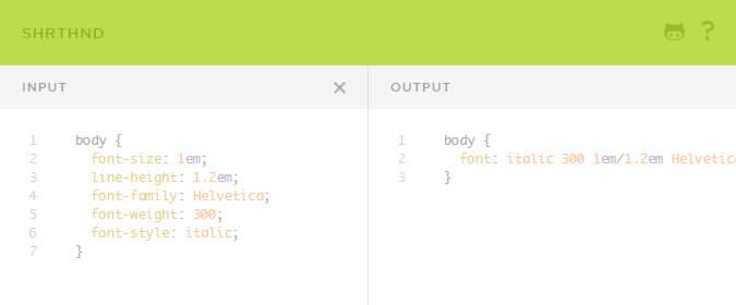 Shrthnd is a handy tool that converts CSS properties into shorthand