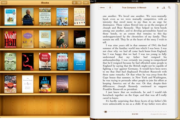 screenshot of the iBooks app on a 2012 iPad