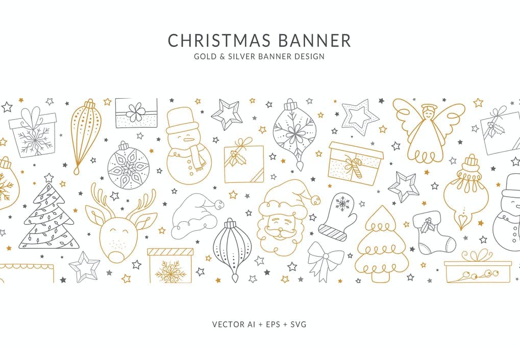 Christmas Banner with different Christmas Elements by AgataCreate