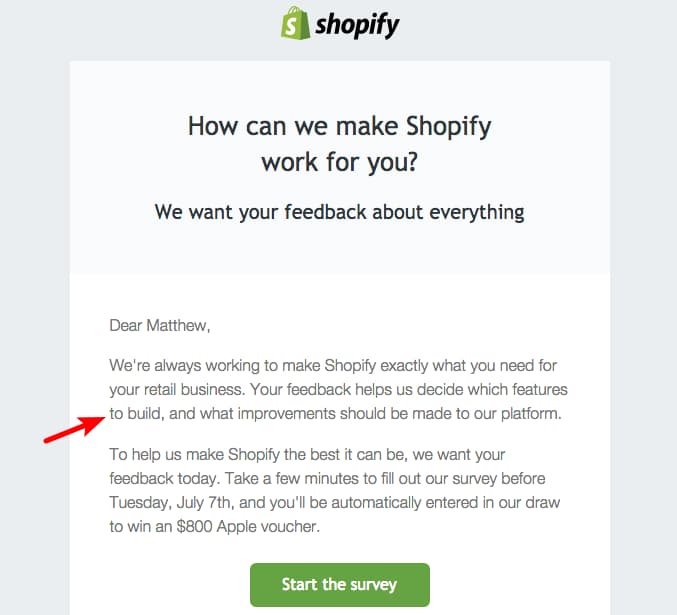 Shopify user feedback form