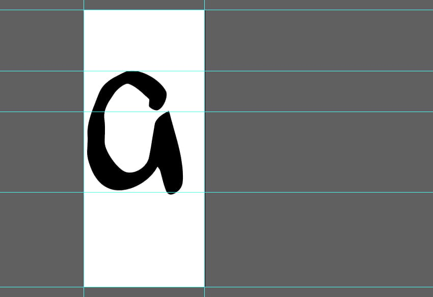 Scale and adjust your letterform within your gridlines and Artboard