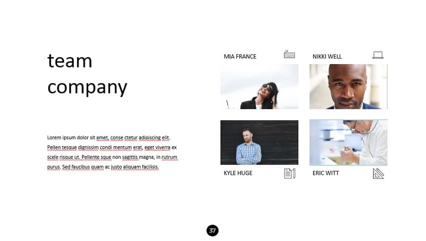 The Team Slide in a PowerPoint template that's premium.