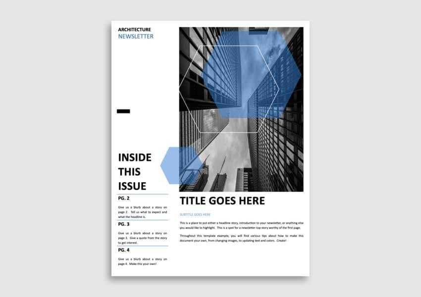 Architecture Word Newsletter Templates for Free