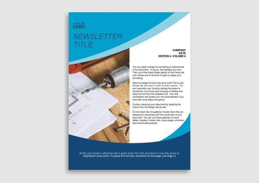 Construction Free Newsletter Templates for Word 