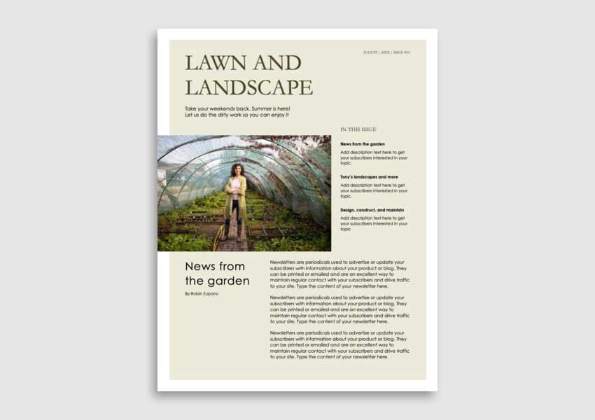 Landscape Word Newsletter Templates for Free
