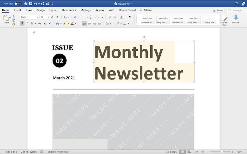 Replacing content in the Newsletter template