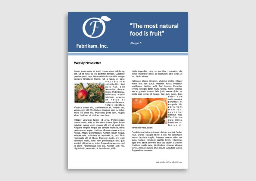 Food Weekly Newsletter Template Design