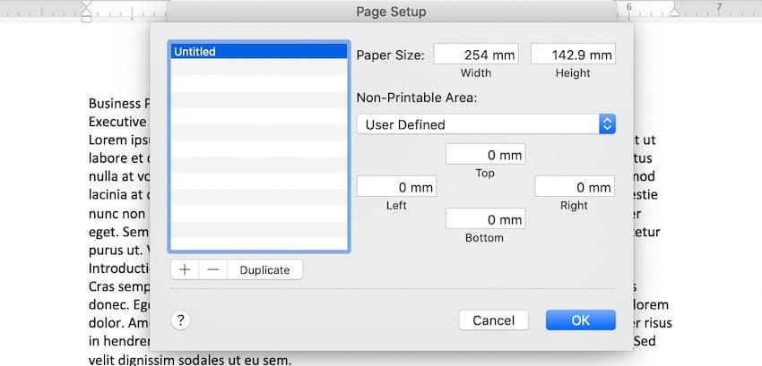 You can even specify a custom page layout.