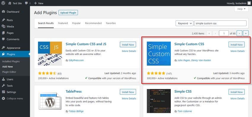 Simple Custom CSS plugin