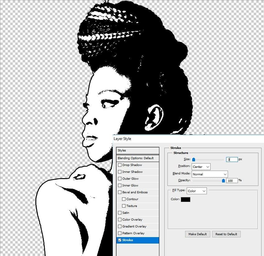 Add a Stroke layer style for the Woman Image.