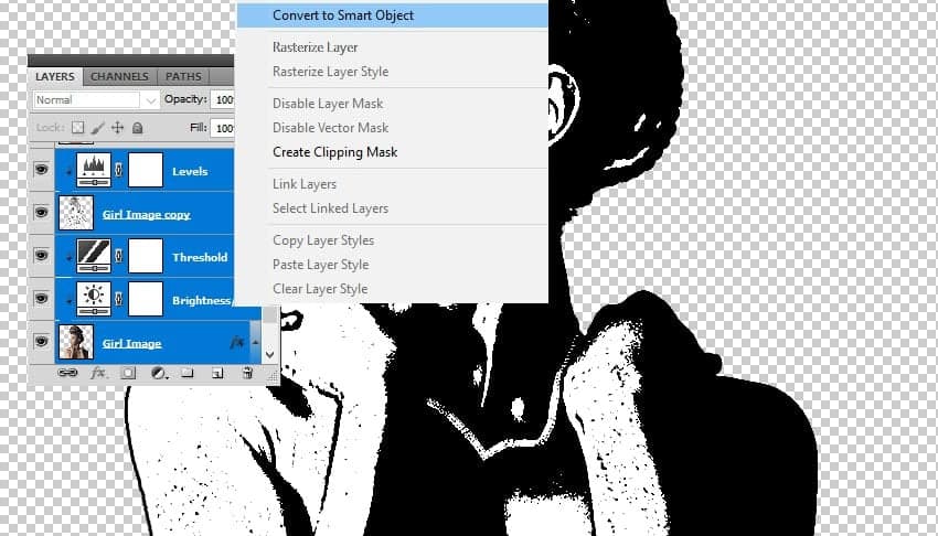Select all the layers. Right-click on the layers and choose Convert to Smart Object.