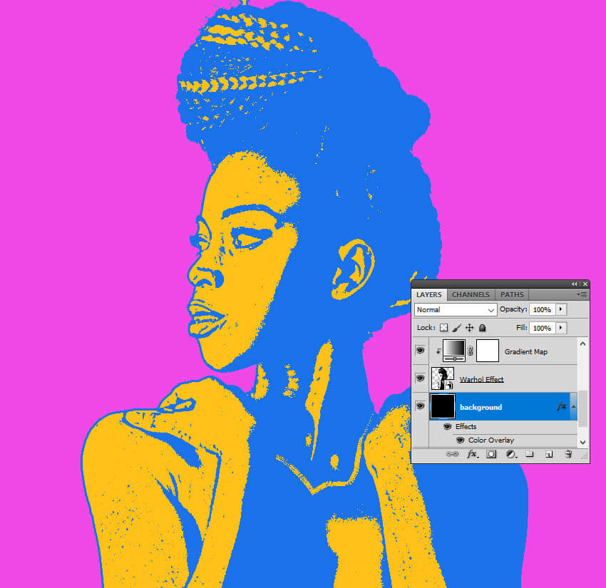 Add a new layer and move it below the Warhol Effect layer.