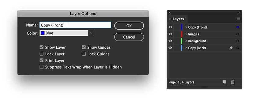 For this tutorial on making a print booklet template in InDesign, we'll work with different Layers. 