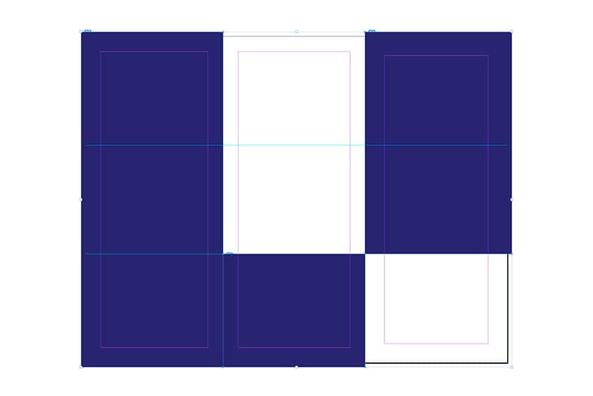 Using the Rectangle Tool (M), create rectangles over each image. Head over to the Swatches panel and select the purple color we added previously.