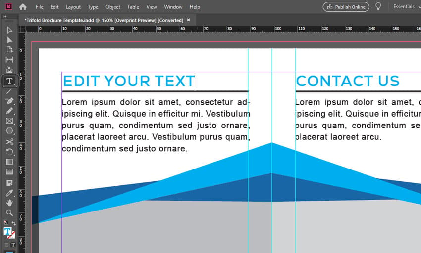 To create a new text frame, however—click and drag with the Text Tool selected to draw a new frame. 