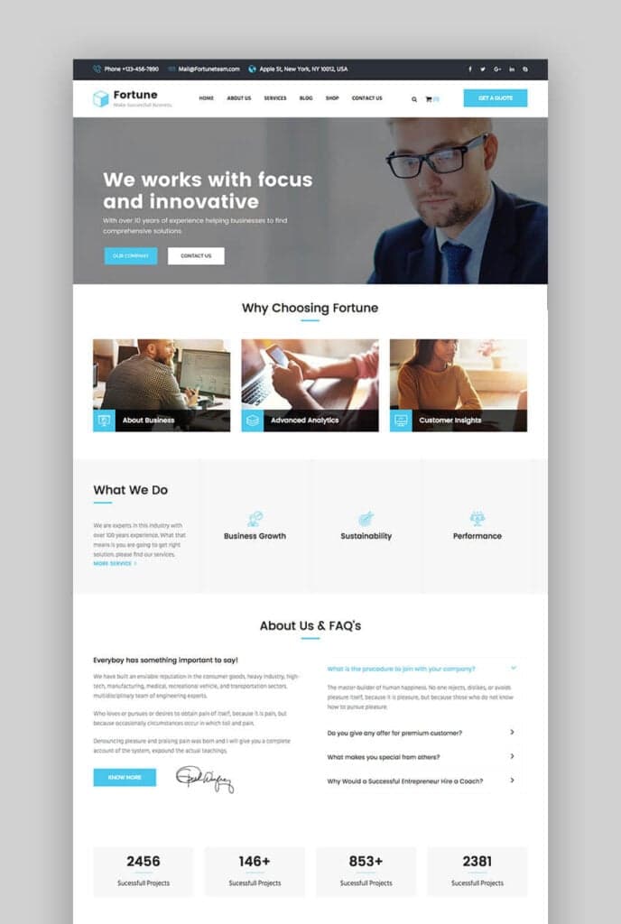 Fortune: Business Consulting and Professional Services WordPress Theme