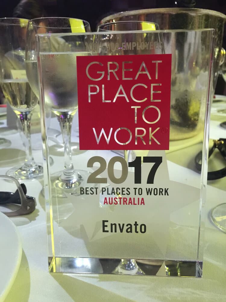 Envato's 2017 Great Place To Work Trophy
