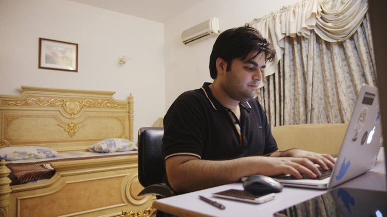 ThemeFusion's Muhammad Haris working from his home in Lahore, Pakistan