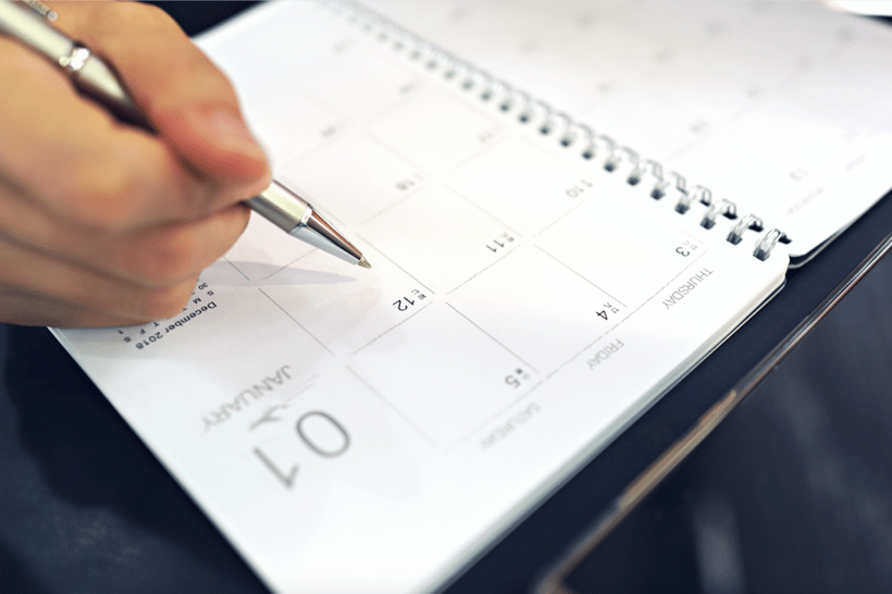 Writing dates in a schedule