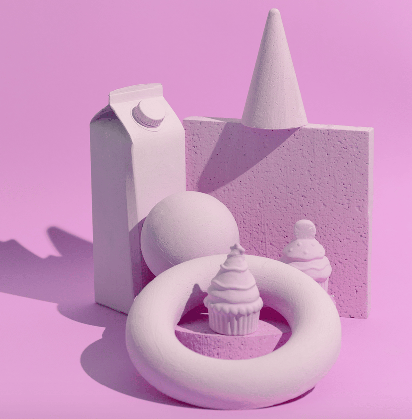 Monochromatic Product Photography - Purple Color Palettes - Abstract geometry figure and minimal objects