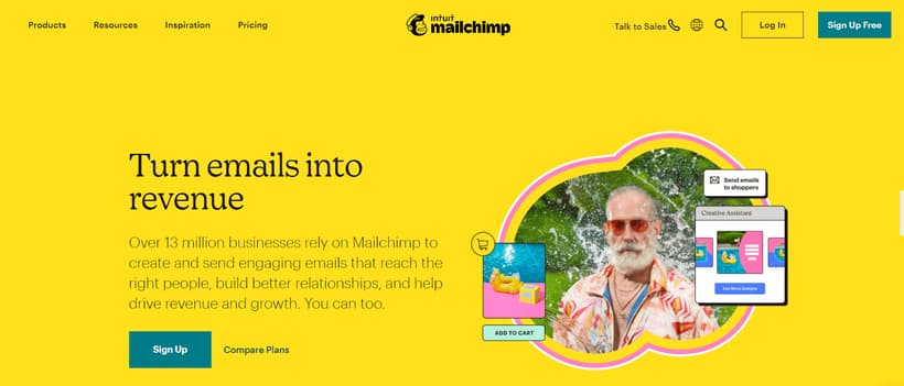 Mailchimp's navigation menu, which is simple and easy to understand