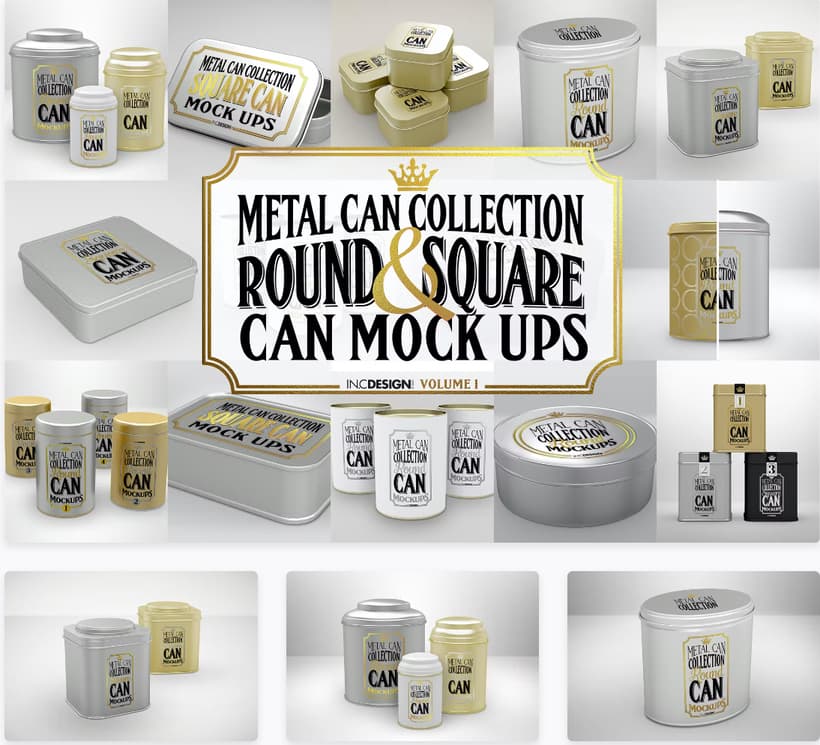 Metal can collection mockups