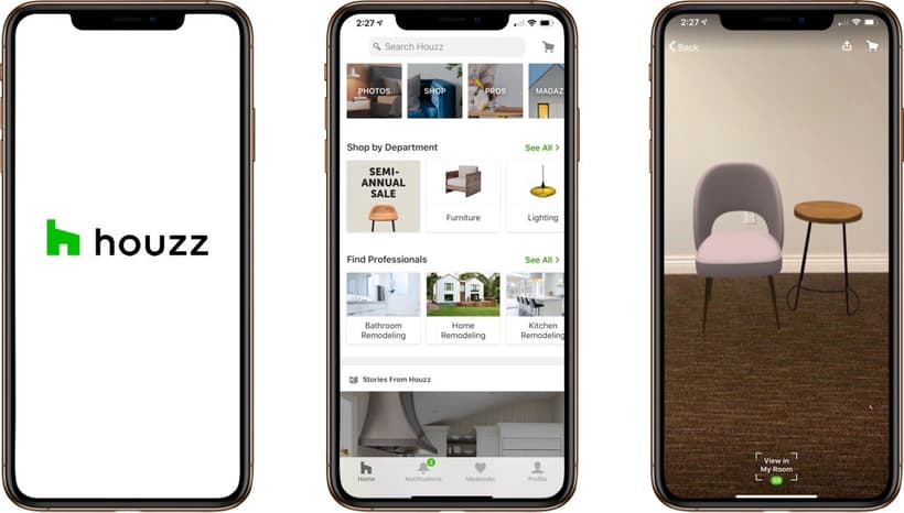 Augmented reality in app design - Houzz app