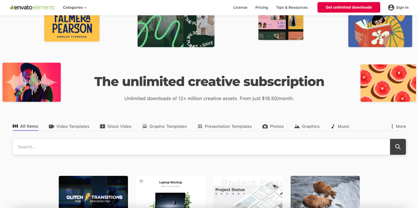 Envato Elements - the unlimited creative subscription