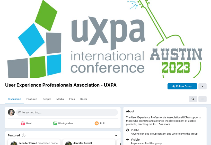 User Experience Professionals Association Facebook group