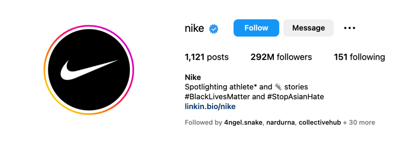 Nike Instagram profile
